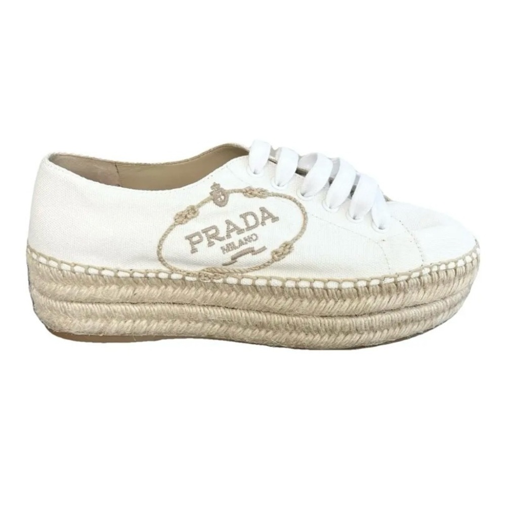 Prada Women's Cream Espadrille Sneakers